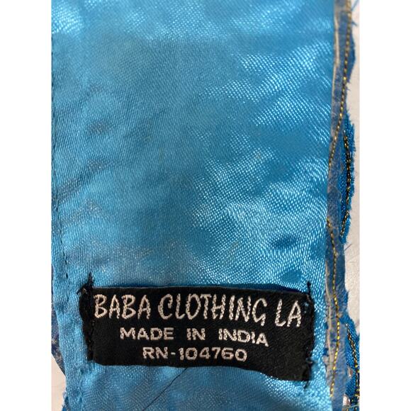 New Baba Clothing Los Angeles Blue Gold Beaded Sequined Women's tie Belt India - Picture 3 of 4